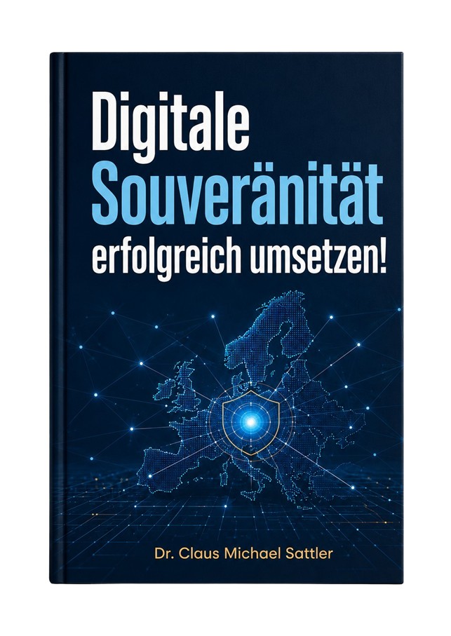 „Digitale Souveränität erfolgreich umsetzen!“ mit dem Untertitel „Das Handbuch für Entscheider in der Öffentlichen Verwaltung, im Gesundheitswesen und in mittelständischen Unternehmen!“ von Dr. Claus Michael Sattler, siehe https://www.fzco.eu/978-3-69250-034-8